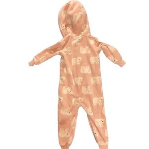 Carter’s pink/cream hooded pj, bear print, 18M